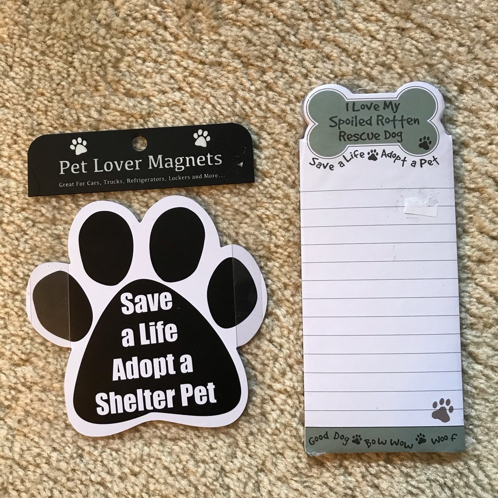 Dog Bone Things To Do Magnetic Notepad + Pawprint Pet Lover Magnet Bundle